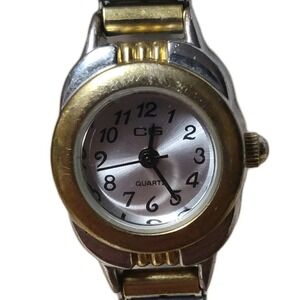 CG Gold Tone Analog Quartz Watch Mother Of Pearl Dial Tested New Battery Working
